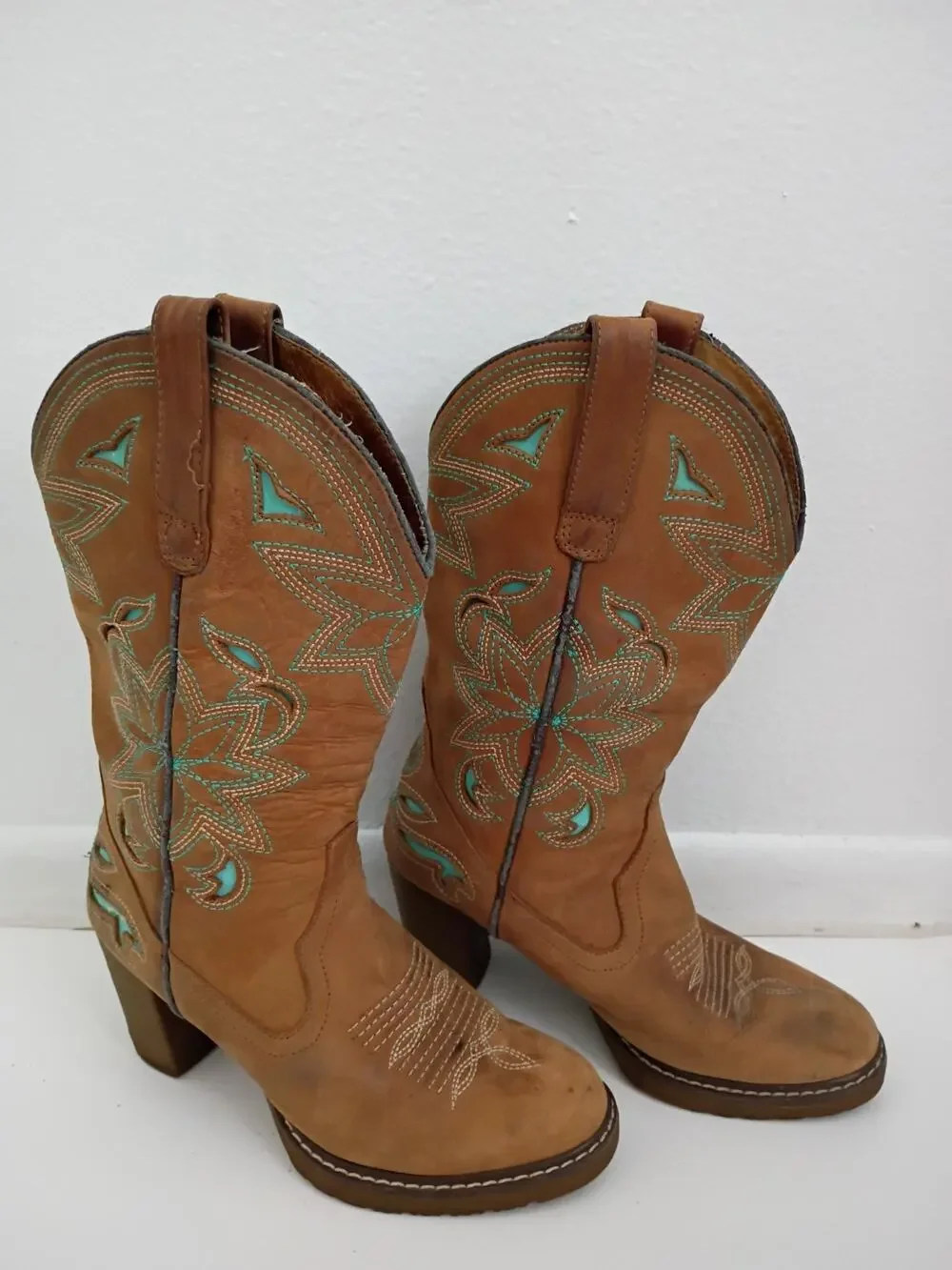 Roper Brand Womens Size 6.5 Brown Suede Cowboy Western Boots